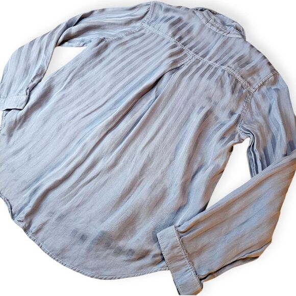 Anthropologie Cloth & Stone Blue Striped Button Down Long Sleeve Top - Picture 10 of 12